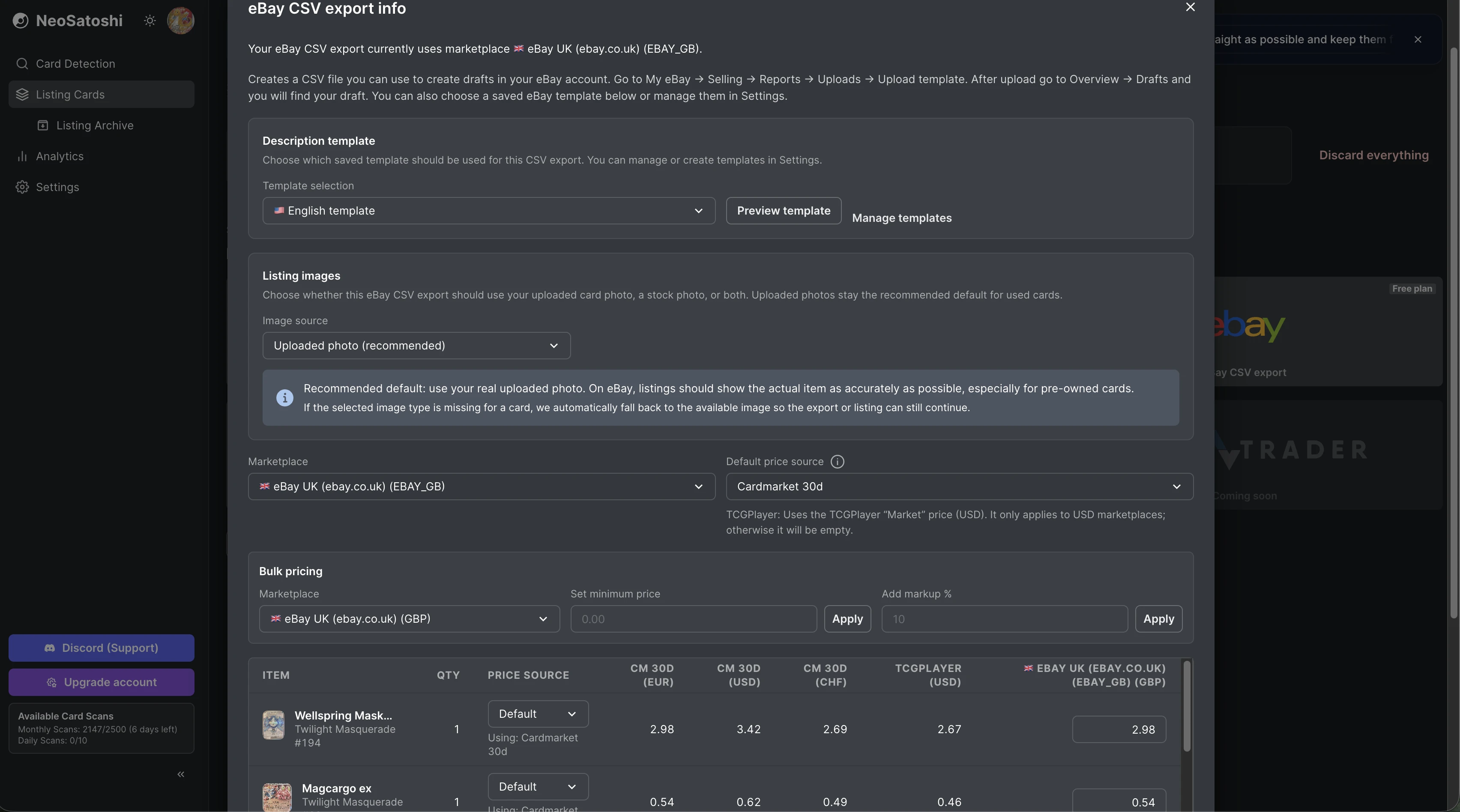 Configure your eBay CSV export