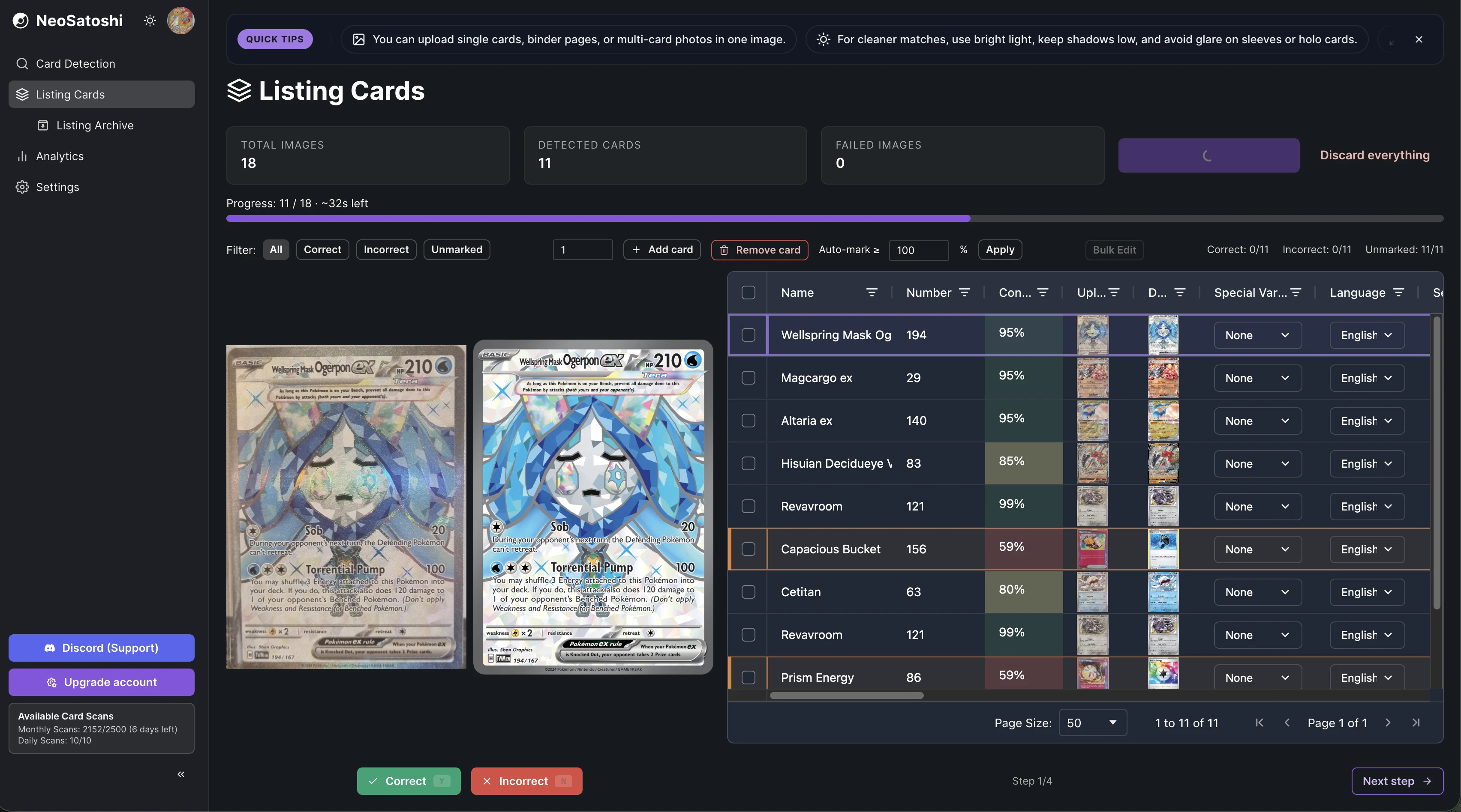 AI matches every card in the image